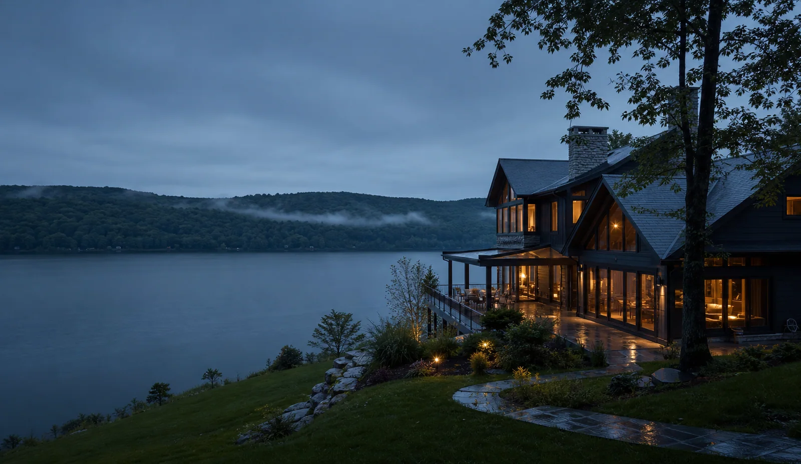 Remote lake house surrounded by trees while its owner is away